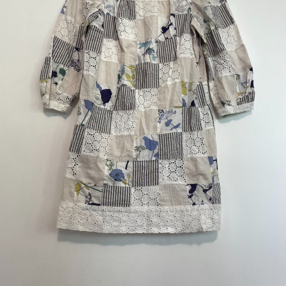 Thread Social White Blue Patchwork Striped Floral… - image 5